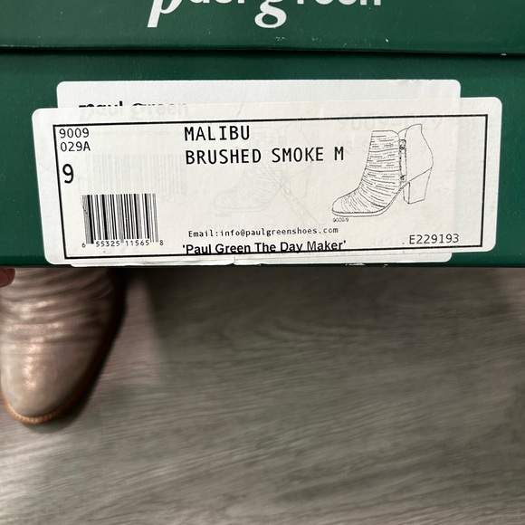 Paul Green Malibu Brushed Smoke Leather Ankle Boots with Chunky Heel - Picture 8 of 8